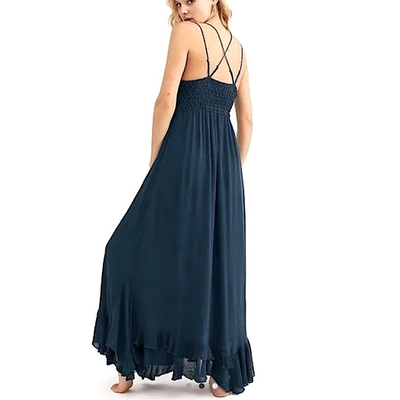 Free People Adella Maxi Slip Dress in Turquoise NWT - Picture 7 of 13